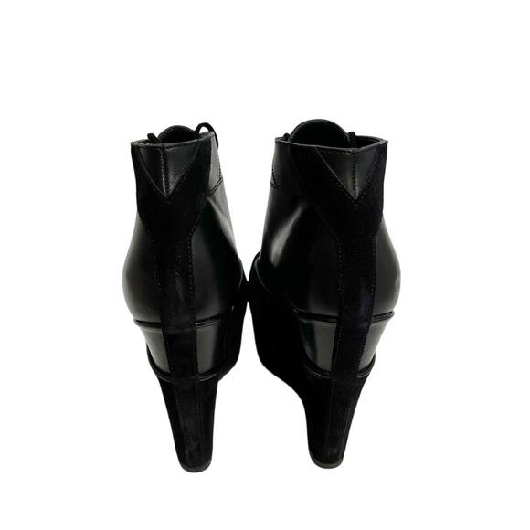 YVES SAINT LAURENT BLACK LACE UP LEATHER SUEDE PLATFORM WOMEN BOOTS SIZE 39 - Picture 4 of 8